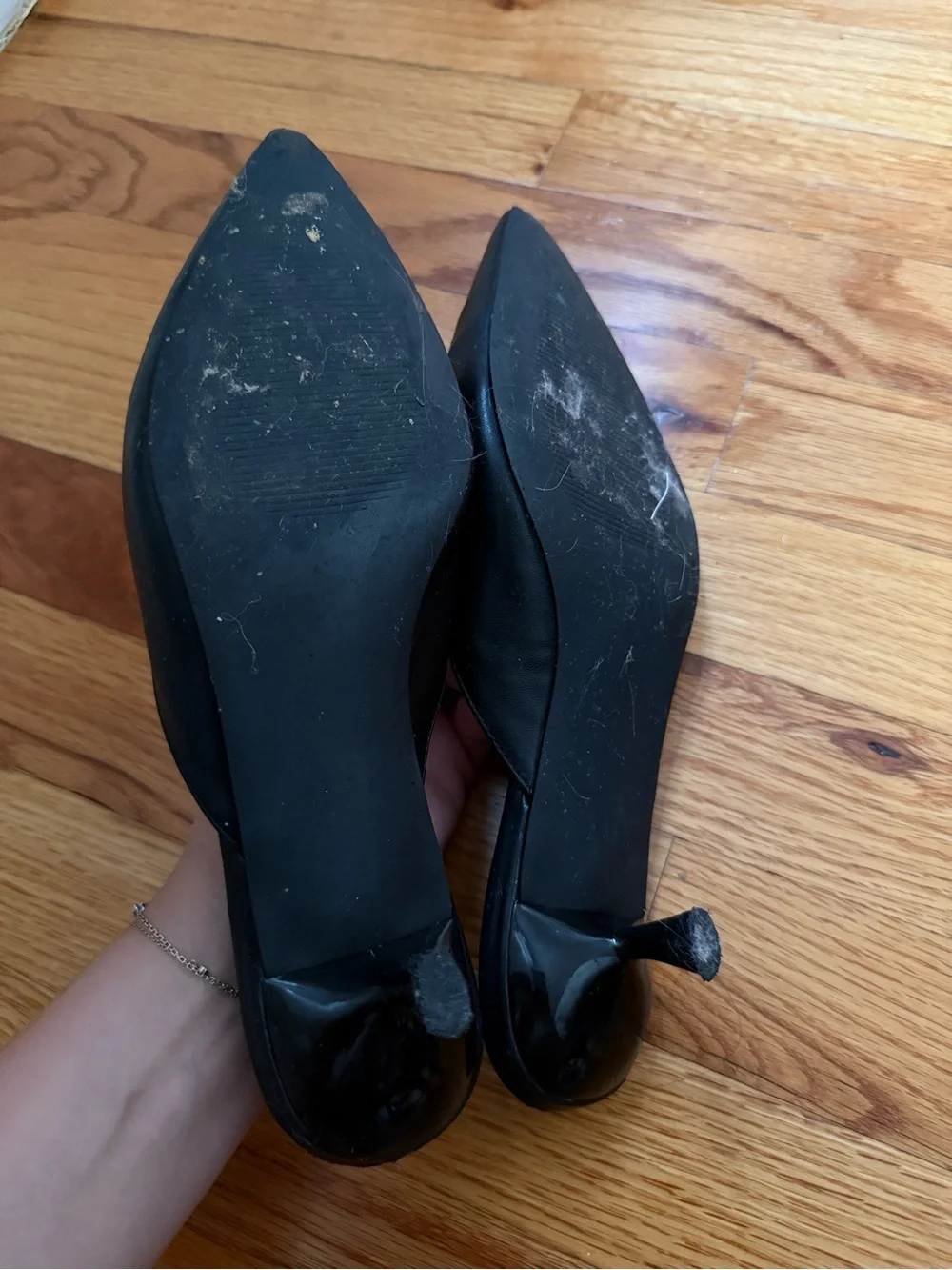 Abound Black Pointed Toe Kitten Heeled Mules